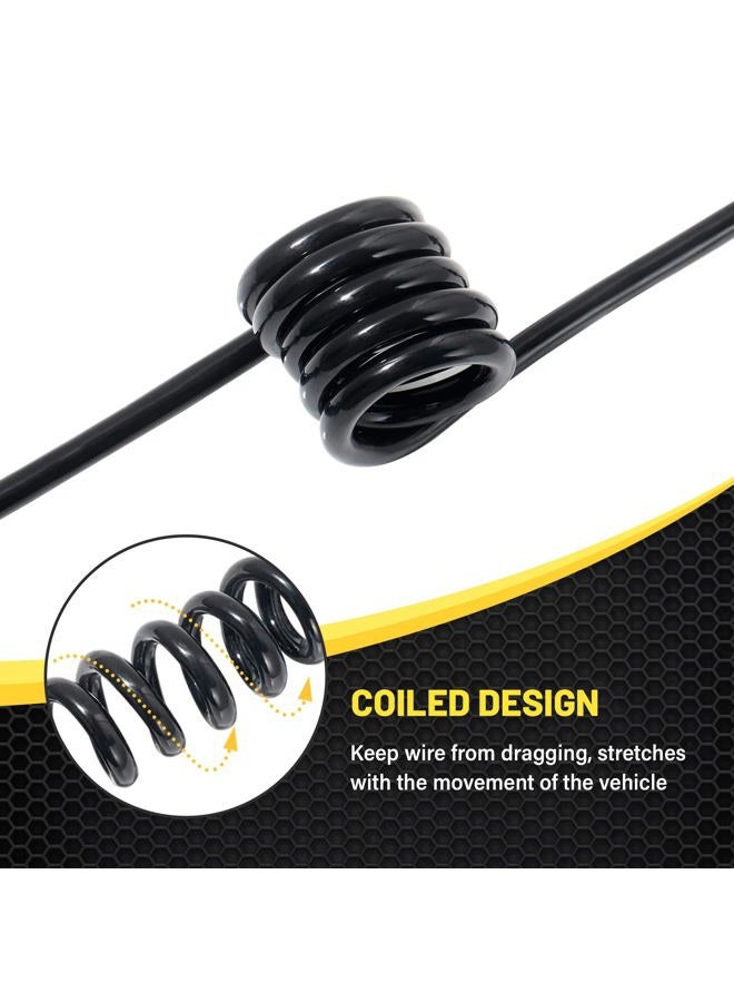 Oyviny 4 Way Flat Trailer Extension Coiled Cable 3 Feet 4 Pin Male and Female Wiring Harness Adapter 36" Stretchable Coiled Extension Wiring Cable with Dust Cover Plug & Play Connector 18 Guage - Image 5