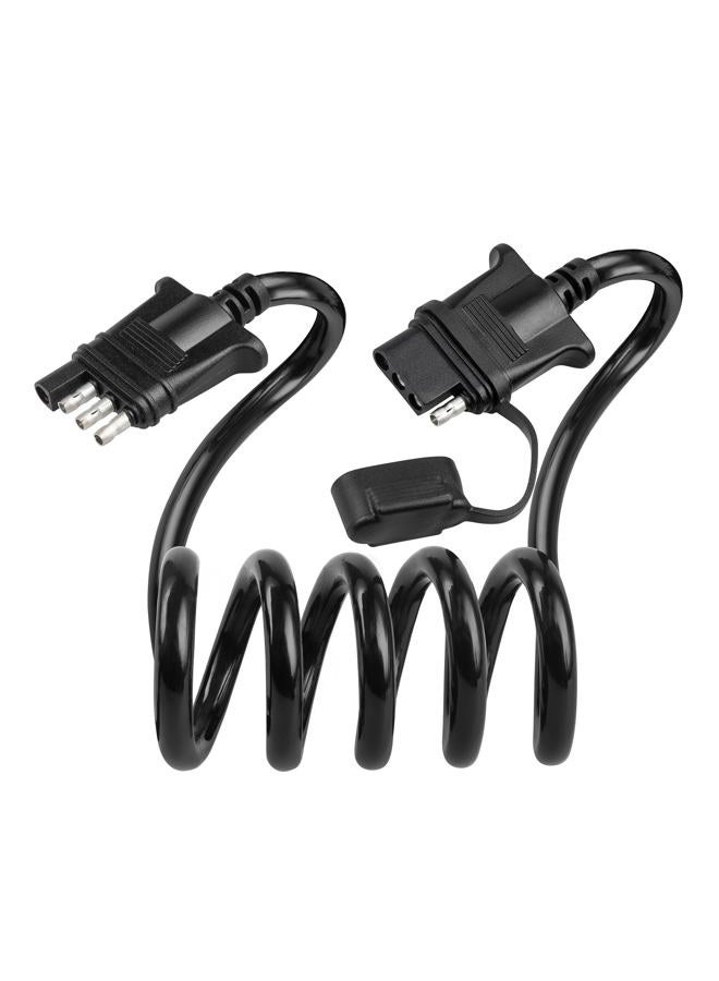 Oyviny 4 Way Flat Trailer Extension Coiled Cable 3 Feet 4 Pin Male and Female Wiring Harness Adapter 36" Stretchable Coiled Extension Wiring Cable with Dust Cover Plug & Play Connector 18 Guage - Image 1