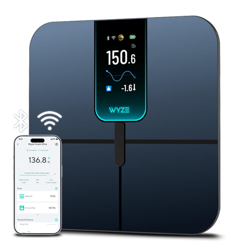 Wyze Scale Ultra Smart Scale with 43 Color Display Digital Bathroom Scale for Body Weight BMI Muscle Mass Composition WiFi Bluetooth Body Fat Scale with Heart Rate 400 lbs Black - Image 3