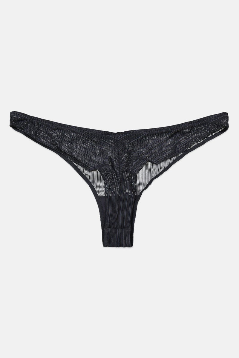 Etam Women Textured Tanga Panty, Dark Grey - Image 2