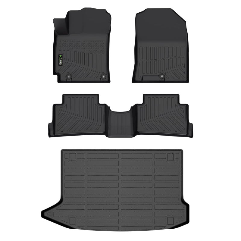 HAFIDI All Weather Car Floor Mats Cargo Liner Set for Hyundai Kona 20182023 Kona N 20222023 No Electric Models Custom Fit Accessories Black