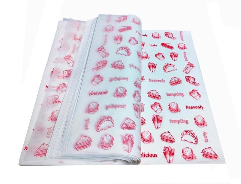 Inditradition Non-Veg Food Wrapping Paper Sheets (Pack of 250 Sheets, 11 x 12) - Red Print & White Paper - Image 3