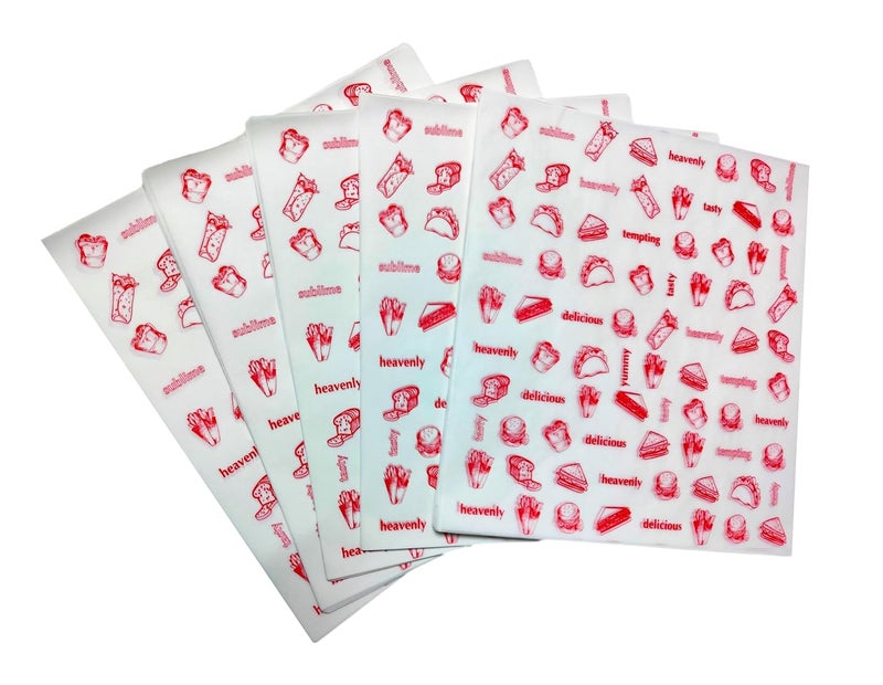 Inditradition Non-Veg Food Wrapping Paper Sheets (Pack of 250 Sheets, 11 x 12) - Red Print & White Paper - Image 4