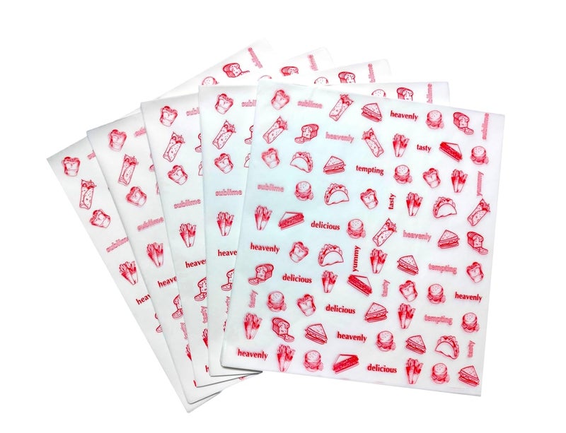 Inditradition Non-Veg Food Wrapping Paper Sheets (Pack of 250 Sheets, 11 x 12) - Red Print & White Paper - Image 2