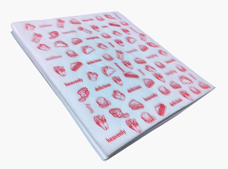 Inditradition Non-Veg Food Wrapping Paper Sheets (Pack of 250 Sheets, 11 x 12) - Red Print & White Paper - Image 5