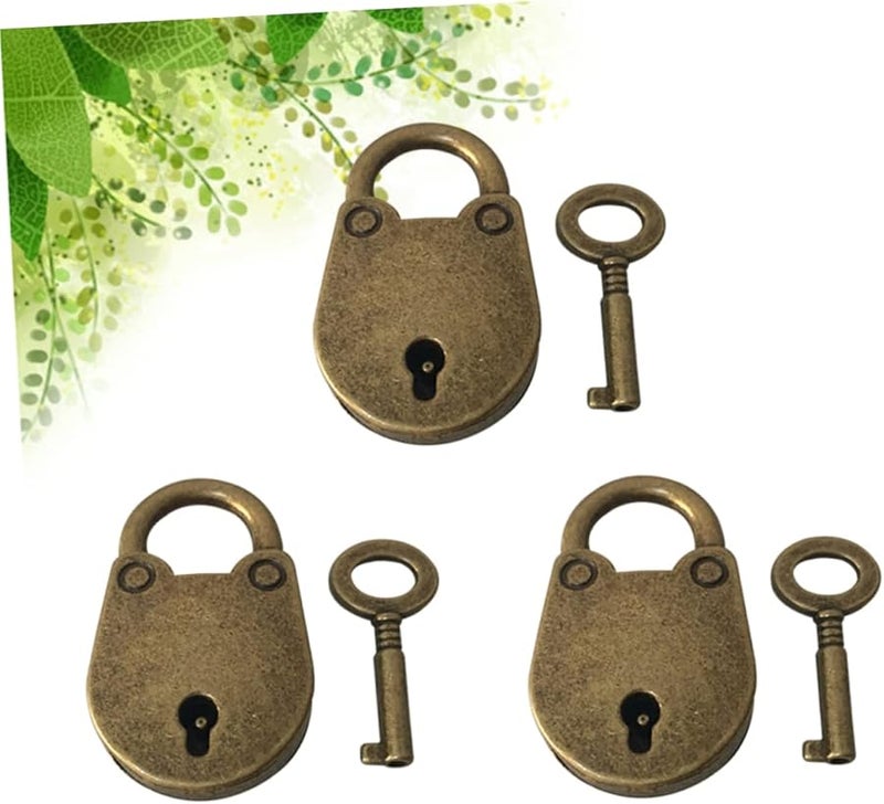 Vintage Bear Head Mini Padlock Set 9pcs Dark Brown Antique Key Lock With Clipping Ring - Image 4