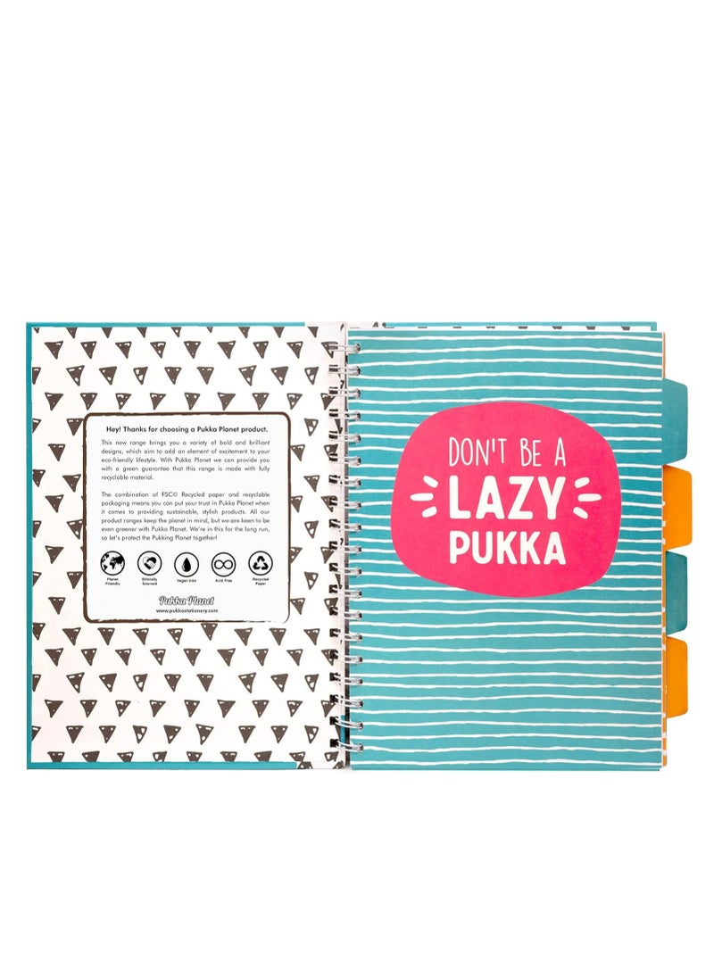 Pukka Pad - Pukka Pad, Pukka Planet B5 Project Book 1-Pack with Repositionable Dividers - 5-Subject Double Spiral Bound Notebook with 100% Recycled Paper, Recyclable After Use – 25.7 x 18.1cm - Image 1