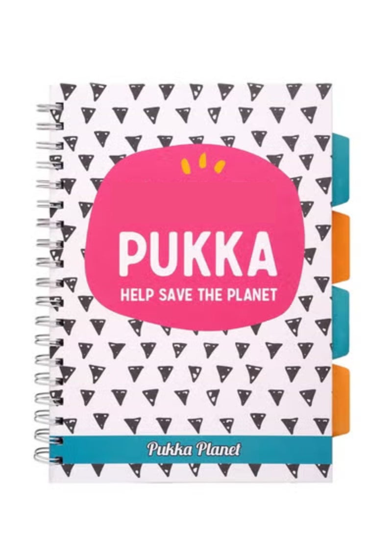 Pukka Pad,  B5 Project Book 1-Pack with Repositionable Dividers - 5-Subject Double Spiral Bound Notebook with 100% Recycled Paper, Recyclable After Use – 25.7 x 18.1cm
