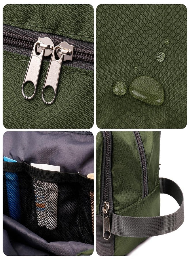 WANDF Toiletry Bag for Men Hanging Dopp Kit Water Resistant Shaving Bag Small Toiletry Bag for Traveling (Army Green) - Image 4