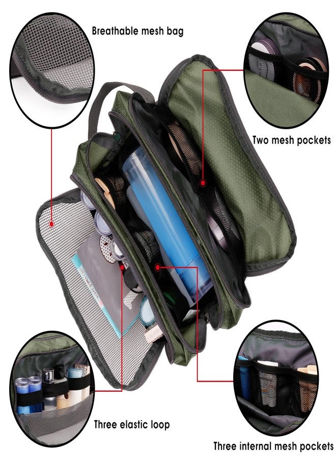 WANDF Toiletry Bag for Men Hanging Dopp Kit Water Resistant Shaving Bag Small Toiletry Bag for Traveling (Army Green) - Image 3