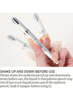 QIC Eyebrow Pen Liquid Brow Pencil Smudge Proof Eyebrow Pen with 4 Tip Microblade Eyebrow Pen Long Lasting 4 Claws Liquid Waterproof Eyebrow Pencil |Natural Eyebrow Pencil Gray 03  - Image 3