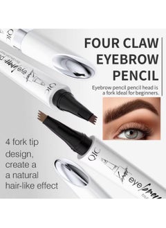 QIC Eyebrow Pen Liquid Brow Pencil Smudge Proof Eyebrow Pen with 4 Tip Microblade Eyebrow Pen Long Lasting 4 Claws Liquid Waterproof Eyebrow Pencil |Natural Eyebrow Pencil Gray 03  - Image 2