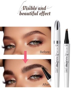 QIC Eyebrow Pen Liquid Brow Pencil Smudge Proof Eyebrow Pen with 4 Tip Microblade Eyebrow Pen Long Lasting 4 Claws Liquid Waterproof Eyebrow Pencil |Natural Eyebrow Pencil Gray 03  - Image 5