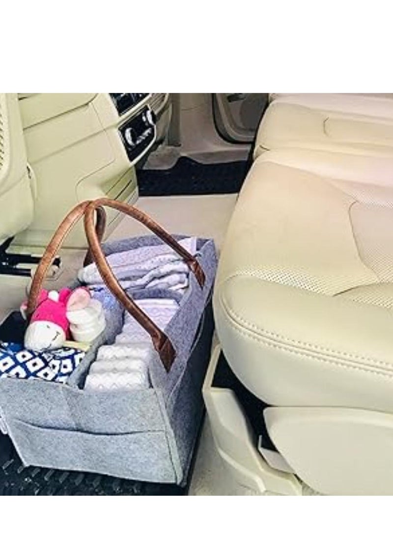 بامبل آند بيرد - حقيبة تنظيم الحفاضات باللون الرمادي بمقبض بني - Image 2