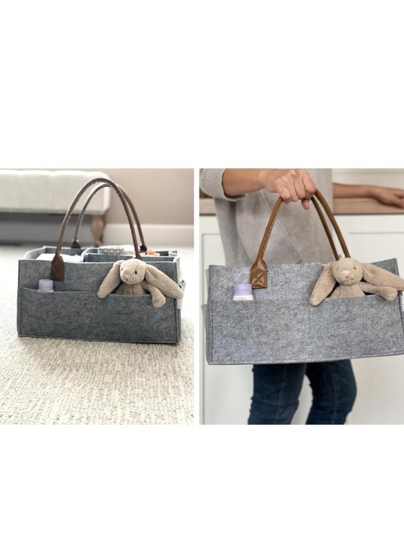 بامبل آند بيرد - حقيبة تنظيم الحفاضات باللون الرمادي بمقبض بني - Image 5