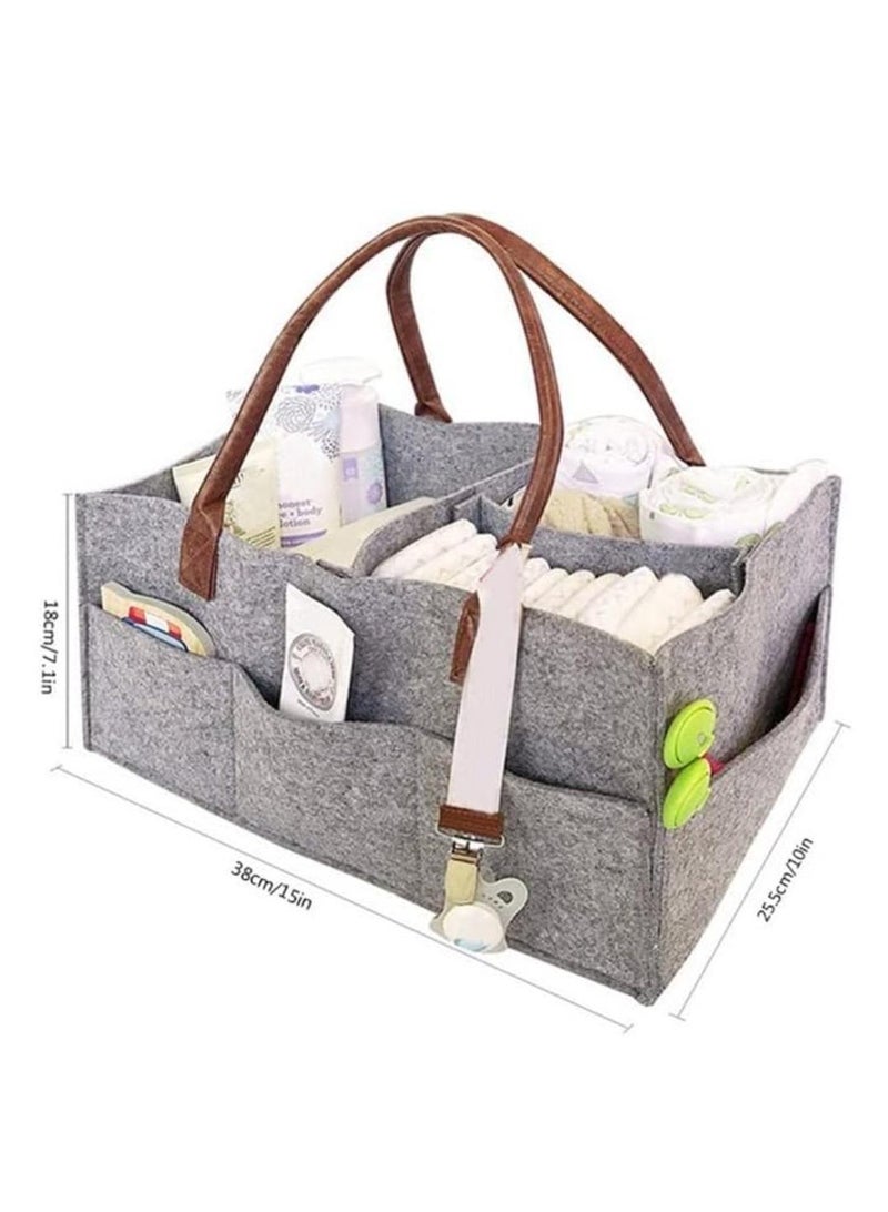 بامبل آند بيرد - حقيبة تنظيم الحفاضات باللون الرمادي بمقبض بني - Image 4