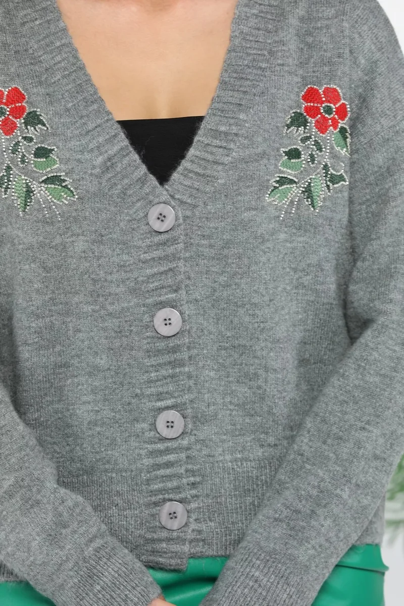 جولسلي Women's Embroidered Stone Embroidered Knitwear Cardigan