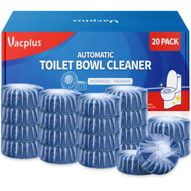 Vacplus Toilet Bowl Cleaners - 20 Pack, Upgraded Long-Lasting Toilet Cleaner, Toilet Bowl Cleaner Tablets, Prevent Various Stains, Blue - Image 1