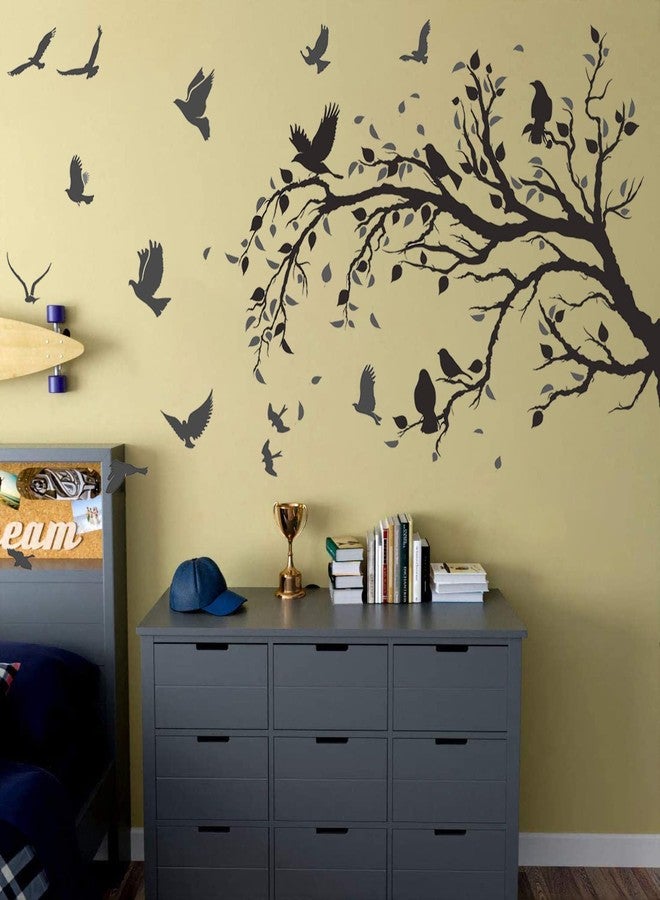 MEFOSS Black Tree Branch Wall Stickers Flying Birds Scenery Wall Decal Art Peel and Stick Vinyl Wall Murals Home Décor for Living Room Kids Room Playroom Classroom Office Nursery Wall Decor - Image 2