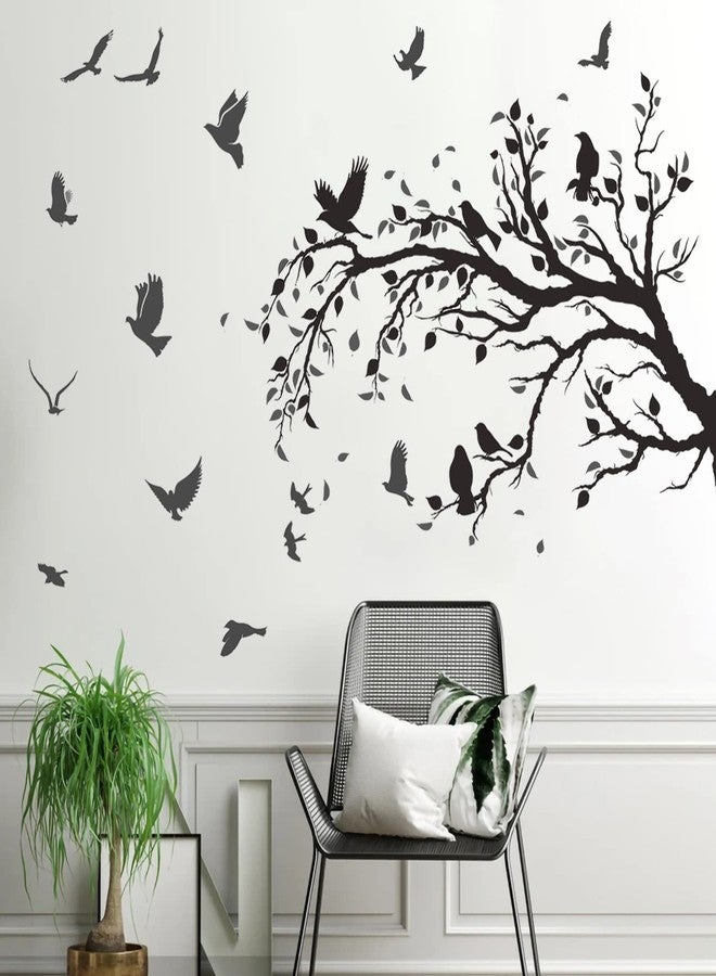MEFOSS Black Tree Branch Wall Stickers Flying Birds Scenery Wall Decal Art Peel and Stick Vinyl Wall Murals Home Décor for Living Room Kids Room Playroom Classroom Office Nursery Wall Decor - Image 5