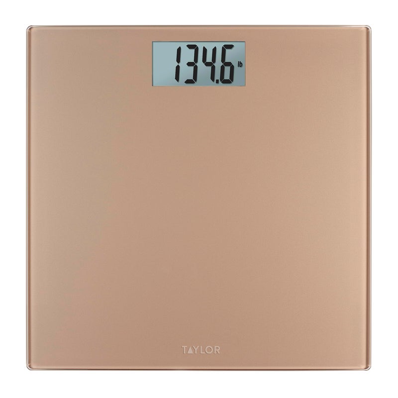 Taylor Digital Scale for Body Weight 400 LB Capacity Durable Glass Platform 118 x 118 Inches Easy Read 32 x 15 In Display Offering Daily Use in Homes for Enhance Performance Champagne