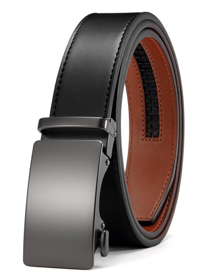CHAOREN Belt Men, Ratchet Belt Dress with 1 3/8" Genuine Leather, Jeans Belt with Easier Slide Buckle, Adjustable Trim to Fit, Essential - Black, 36" to 42" Waist Adjustable - Image 1
