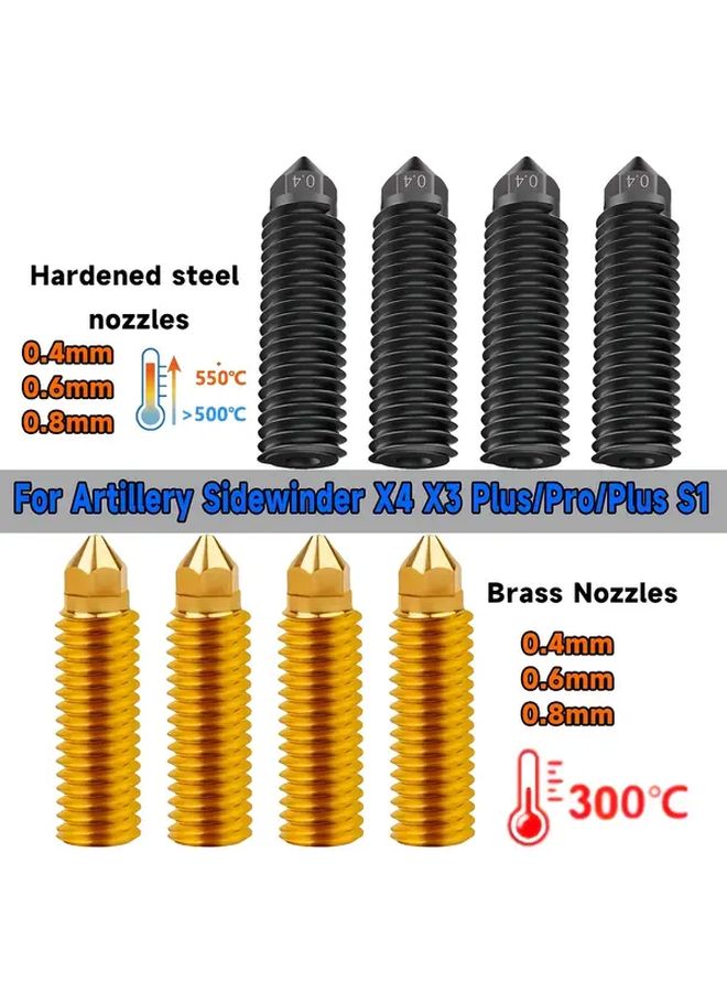 فوهة بركانية من فولاذ مقوى 0.6 مم للطابعة ثلاثية الأبعاد Artillery Sidewinder X4 X3 Plus Pro Hotend - Image 2