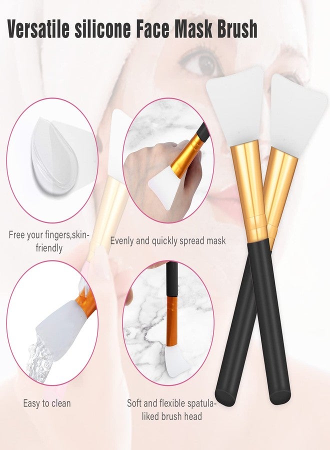 WLLHYF 2 PCS Silicone Face Mask Brushes, Facial Mud Mask Beauty Tool Applicator Brush Soft Hairless Body Lotion Moisturizers Applicator Sector Brush Makeup Tools For Women Girls (Black) - Image 3