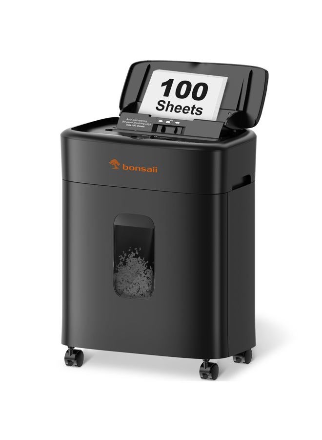 Bonsaii 100 Sheets Auto Feed Paper Shredder, Up to 30 Minutes Shredders for Home Office Use, Micro-Cut Heavy Duty Shredder / 4.2 Gallons/Security Level P-4 (C231-D) - Image 1