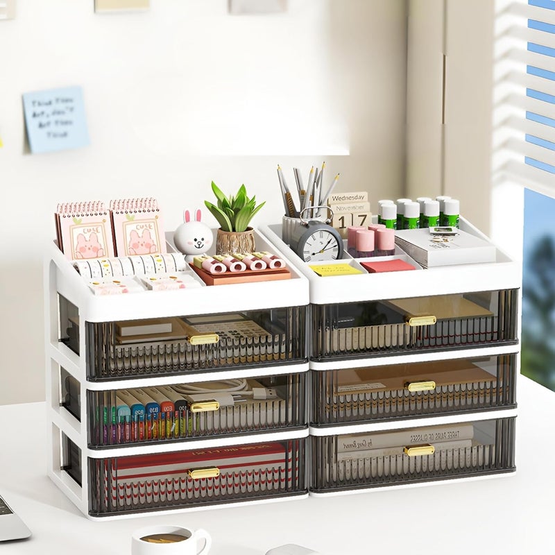 KREPS Desk Makeup Organizer, Plastic Storage Box with Sliding Drawer, Stylish Display Case for Cosmetics, Lotion, Nail Polish,Brushes,and Jewelry (3 - Layer, Cream) - Image 5