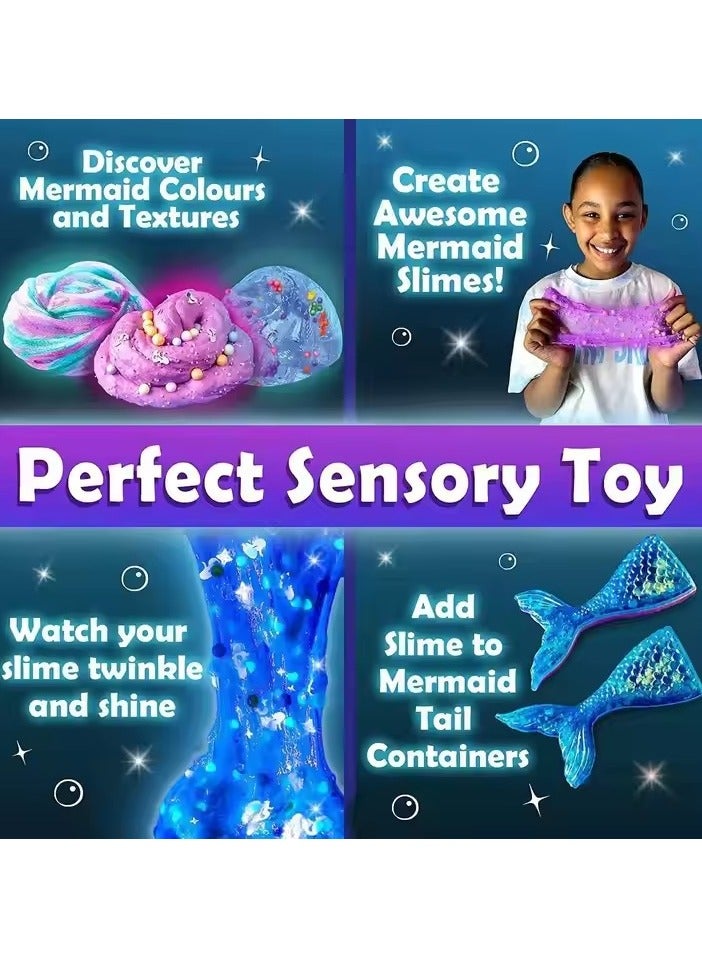DIY Mermaid Slime Kit for Kids – Complete Glitter Slime Combo Set with Mermaid Tails, Charms, Slime, Paints, colorful beads, Glue, accessories, Tools & Storage Box – Sensory Toy, Perfect for creative kids’ crafts, stress relief, birthday gifts, and educational toys. Ideal for girls who love slime toys and hands-on fun/ Slime Toys/ DIY slime kit/ Slime accessories/ Kids toys/ Mermaid set/ Safe, non-toxic, and hours of fun - Image 3