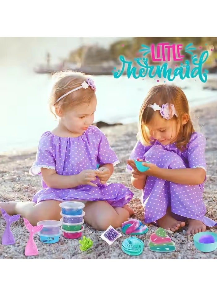 DIY Mermaid Slime Kit for Kids – Complete Glitter Slime Combo Set with Mermaid Tails, Charms, Slime, Paints, colorful beads, Glue, accessories, Tools & Storage Box – Sensory Toy, Perfect for creative kids’ crafts, stress relief, birthday gifts, and educational toys. Ideal for girls who love slime toys and hands-on fun/ Slime Toys/ DIY slime kit/ Slime accessories/ Kids toys/ Mermaid set/ Safe, non-toxic, and hours of fun - Image 4