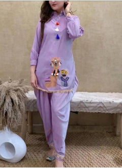 Generic Purple Rayon Camel Embroidered Cord Set  - Image 3