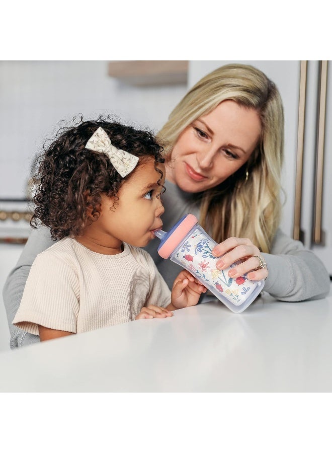 The First Years Insulated Straw Cups for Toddlers 2pk â€“ Ladybug & Marbled â€“ Pink & Blue - Image 4