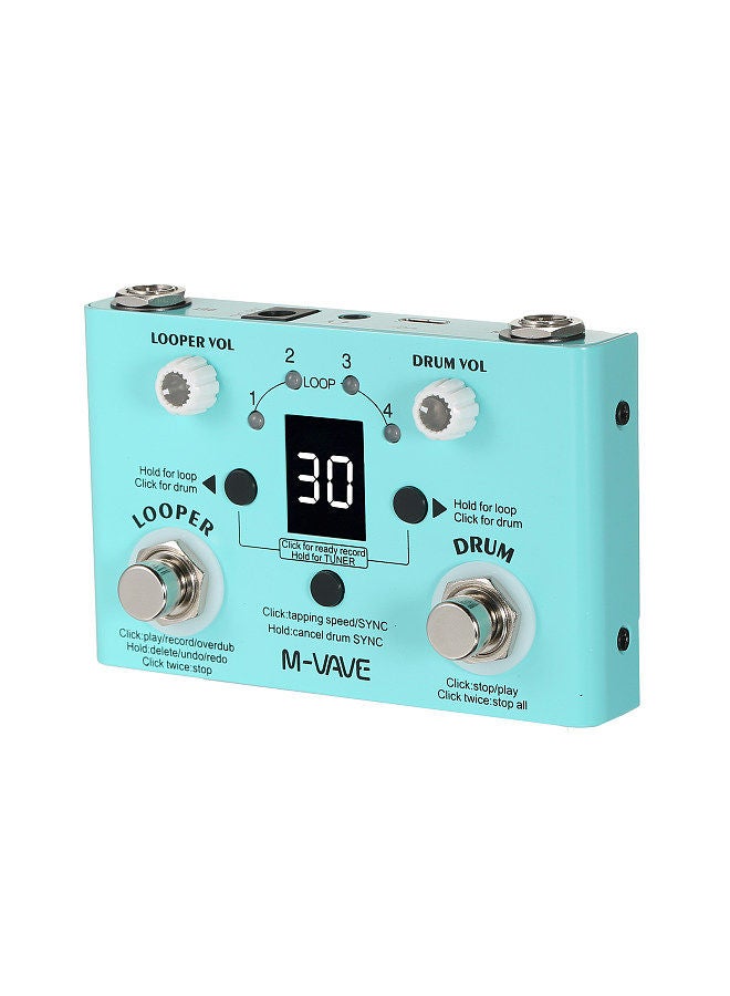 M-VAVE LOST TEMPO Effect Pedal Drum & Looper Effector Mini 2-in-1 Looper & Drum Machine Double Footswitch Looper Pedal Looper Guitar Pedal 30 Drums & 4 Loops High Precision Tuner Adjustable Speed  - Image 1