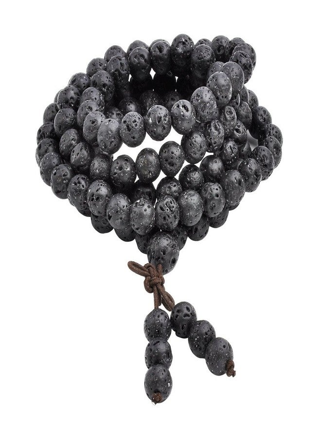 Jovivi 8mm Natural Lava Rock Stone Healing Gemstone 108 Prayer Beads Mala Bracelet Necklace Mother's Day Gift - Image 1