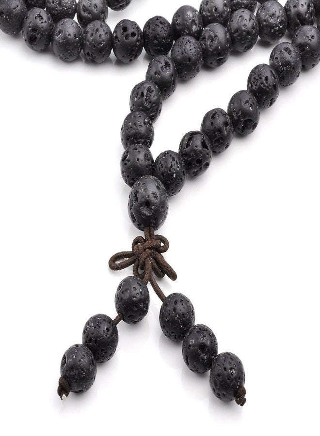 Jovivi 8mm Natural Lava Rock Stone Healing Gemstone 108 Prayer Beads Mala Bracelet Necklace Mother's Day Gift - Image 2