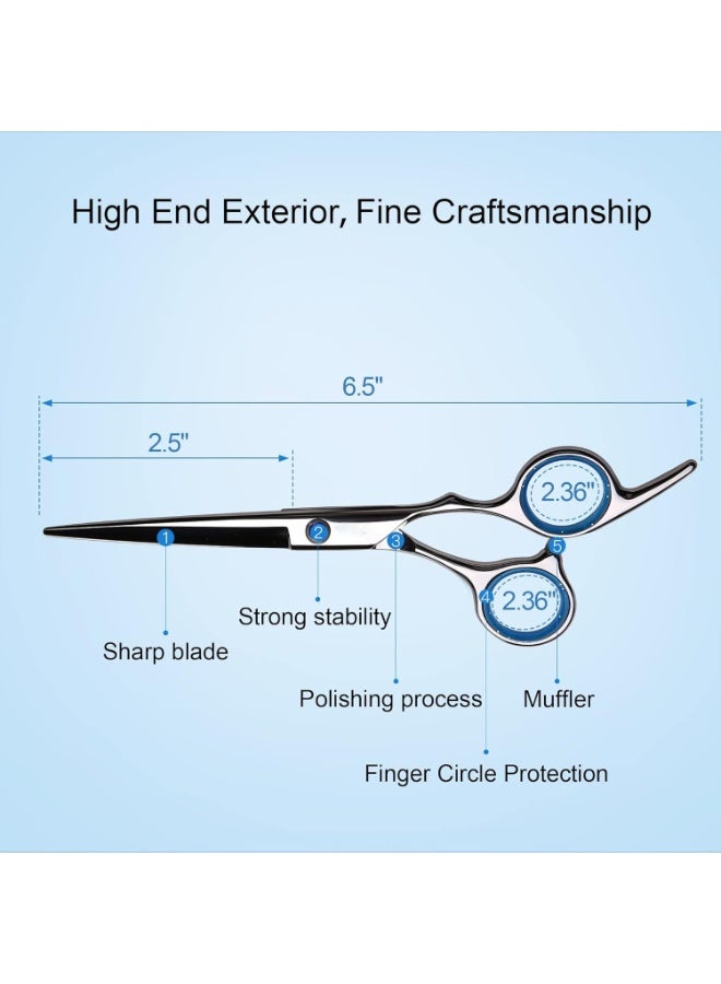 مقص قص الشعر، مقص شعر احترافي 6.5 انش، مقص حلاقة بحافة يمنى للحلاق، مقصات قص الشعر لصالونات التجميل مصنوعة من الستانلس ستيل الياباني، لون ازرق - Image 2