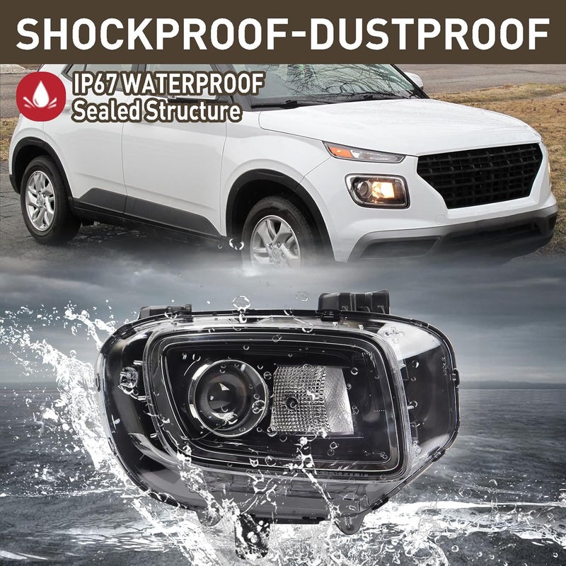 Duolctrams Halogen Projector Headlight Assembly for 2020-2023 Hyundai Venue - Right Passenger Side - Image 5