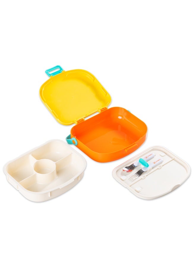 HYDROBREW 4 Compartment Bento Lunch Box w/ Spoon & Fork Set - Amber - Image 5