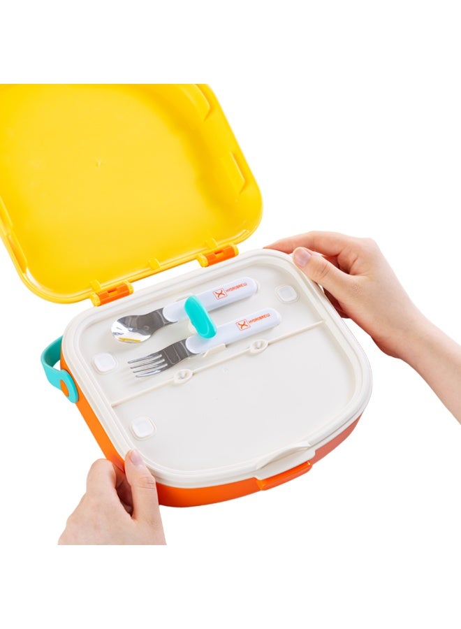 HYDROBREW 4 Compartment Bento Lunch Box w/ Spoon & Fork Set - Amber - Image 4