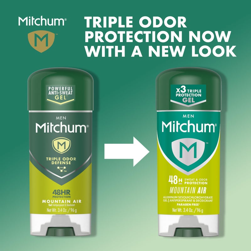 Mitchum Menâ€™s Antiperspirant Deodorant Gel Stick, Mountain Air Scent, 48HR Sweat & Odor Protection, Triple Odor Defense, Alcohol-Free, Dermatologist Tested, 3.4 oz - Image 4