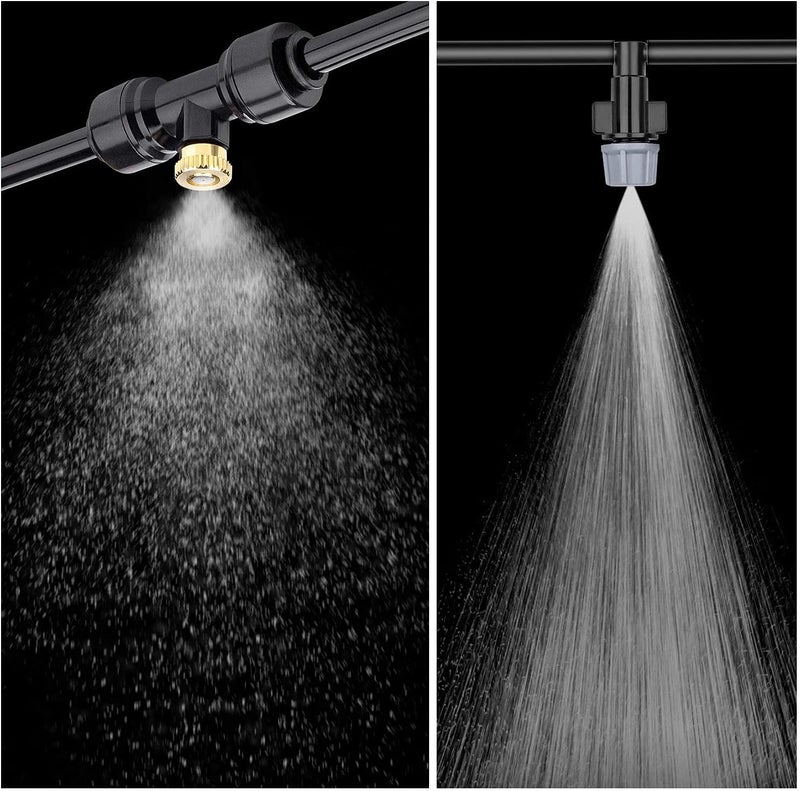 Awpeye Misting Cooling System 98.4FT (30M) Misting Line + 50 Brass Mist Nozzles + 50 T-Connectors + 1 Faucet Adapters (3/4") Outdoor Mister for Patio Garden Greenhouse Trampoline for Waterpark  - Image 5