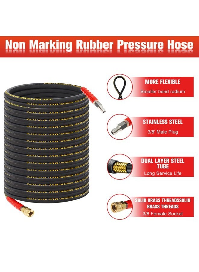Qopaw 100FT Pressure Washer Hose 3/8''- 5000 PSI High Tensile Wire Braided Kink Resistant Power Washer Hoses Extension, Hot & Cold Water Max 140°F with 2 Pcs M22-14mm 3/8" Quick Connect Kits - Image 4