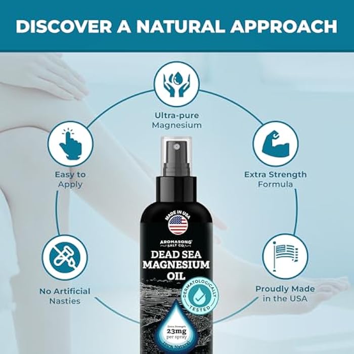 Aromasong Magnesium Oil Spray for Feet & Body – 23mg Magnesium per Spray – Topical Magnesium Spray for Calm Sleep & Leg Discomfort – 2 Pack 8 oz, Made in USA - Image 2