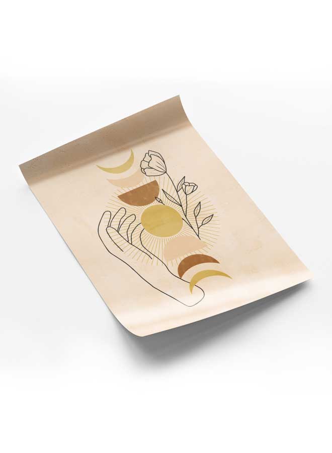 لوحة بوستر ديكور لوحة بدون فريم مع أربع قطع منفصلة من اللاصق ذو الوجهين تصميم يد ووردة غرفة النوم غرفة المعيشة وديكور المكتب - Image 1