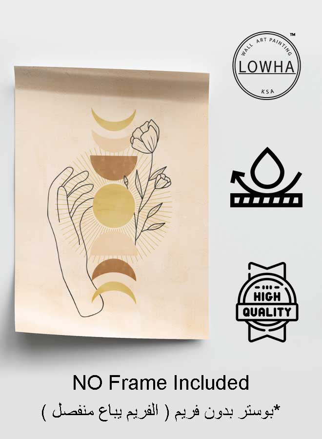 لوحة بوستر ديكور لوحة بدون فريم مع أربع قطع منفصلة من اللاصق ذو الوجهين تصميم يد ووردة غرفة النوم غرفة المعيشة وديكور المكتب - Image 3