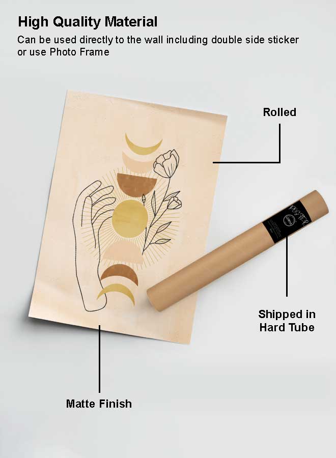لوحة بوستر ديكور لوحة بدون فريم مع أربع قطع منفصلة من اللاصق ذو الوجهين تصميم يد ووردة غرفة النوم غرفة المعيشة وديكور المكتب - Image 2