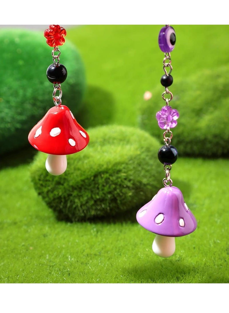Car Hanging Ornament, Car Interior Decoration Accessories for Rear View Mirror, Gardening Hanging （Mushroom 2 Pcs） - Image 4