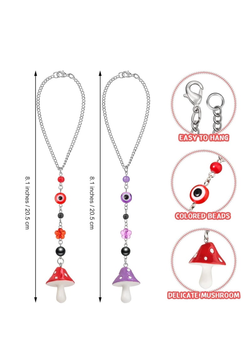 Car Hanging Ornament, Car Interior Decoration Accessories for Rear View Mirror, Gardening Hanging （Mushroom 2 Pcs） - Image 2